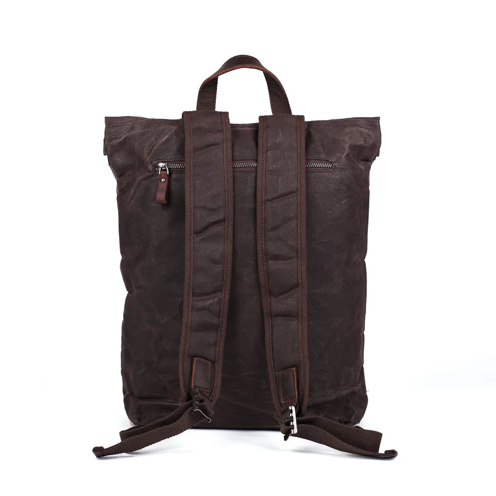 Flash Sale Waxed Canvas Leather Backpack, Student Backpack, Rucksack, School Backpack MC16950