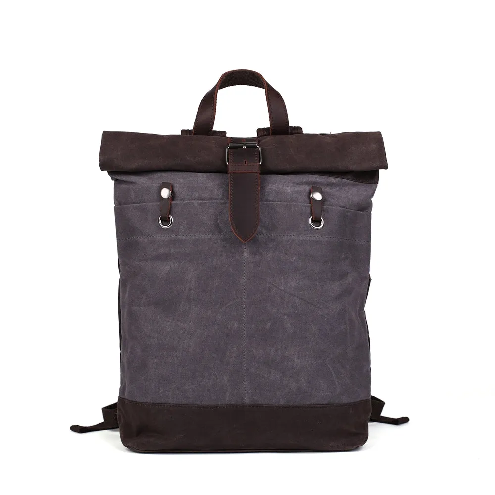 Flash Sale Waxed Canvas Leather Backpack, Student Backpack, Rucksack, School Backpack MC16950