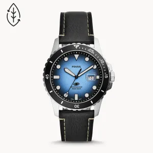 Fossil Blue Three-Hand Date Black Eco Leather Men's Watch - FS5960