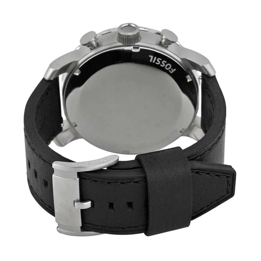 Fossil Nate Chronograph Black Dial Black Leather Men's Watch JR1436