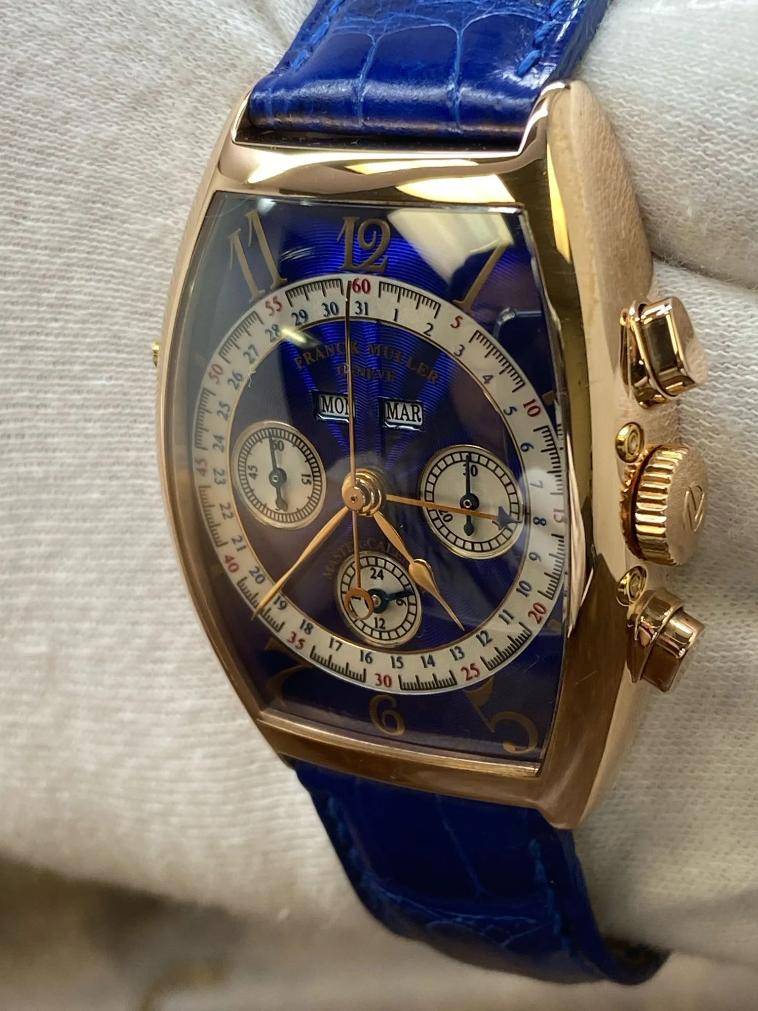 Franck Muller Master Calendar Chronograph Magnum 6850 CC MC Blue Dial Manual Wind Men's Watch