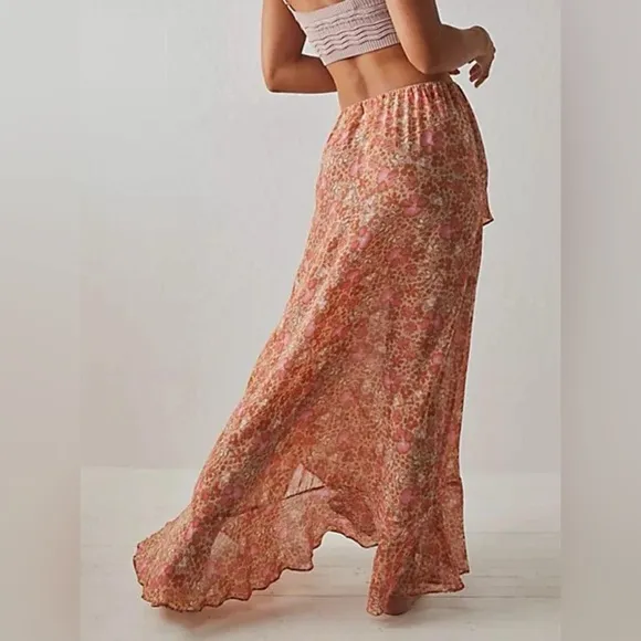 Free People Boho Chic Sheer Floral Skirt