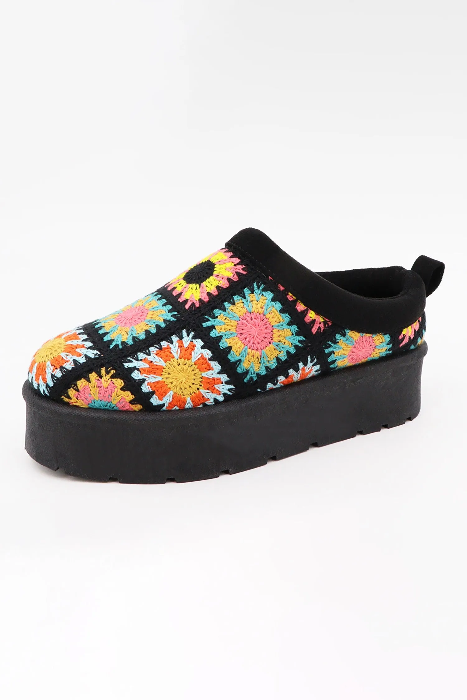 FROSTY-41 Black Multi Slip On Clog - Closed Toe, Faux Fur Lining