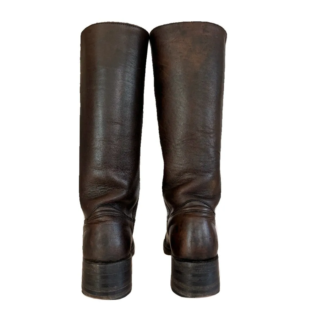 FRYE Vintage Campus 14L Brown Leather Western Motorcycle Boots