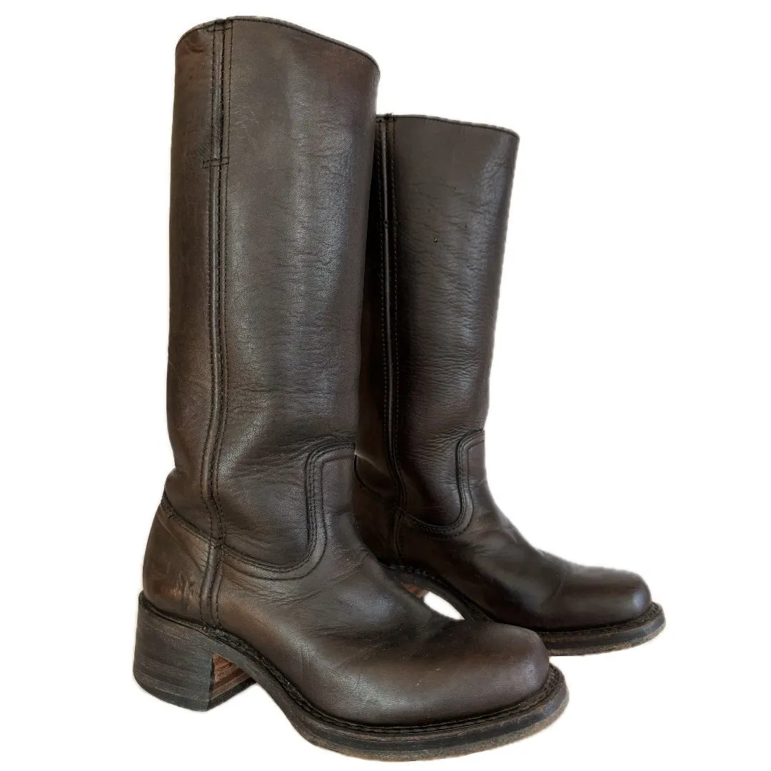 FRYE Vintage Campus 14L Brown Leather Western Motorcycle Boots