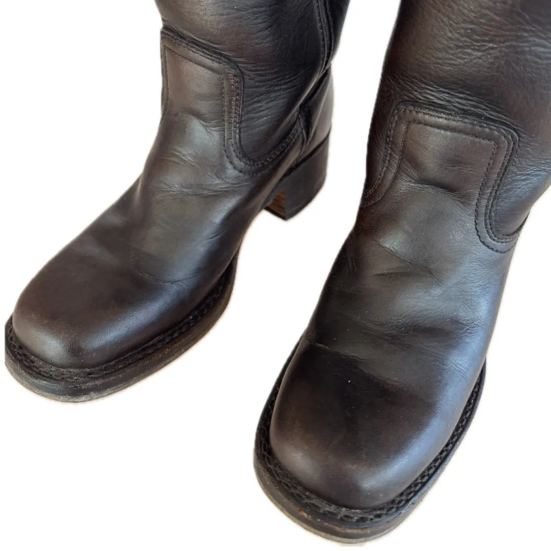 FRYE Vintage Campus 14L Brown Leather Western Motorcycle Boots