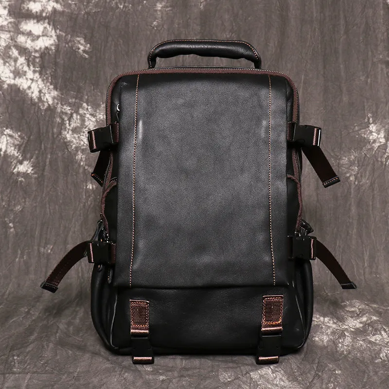 Full Grain Leather Backpack For Mens Leather Travel Backpack Casual Laptop Backpack LJ1034