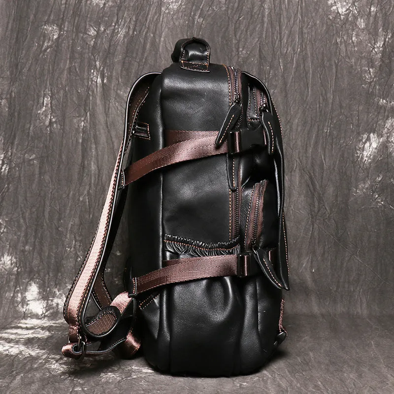 Full Grain Leather Backpack For Mens Leather Travel Backpack Casual Laptop Backpack LJ1034
