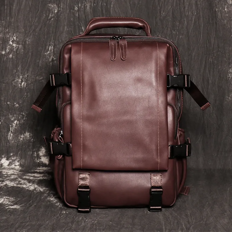 Full Grain Leather Backpack For Mens Leather Travel Backpack Casual Laptop Backpack LJ1034