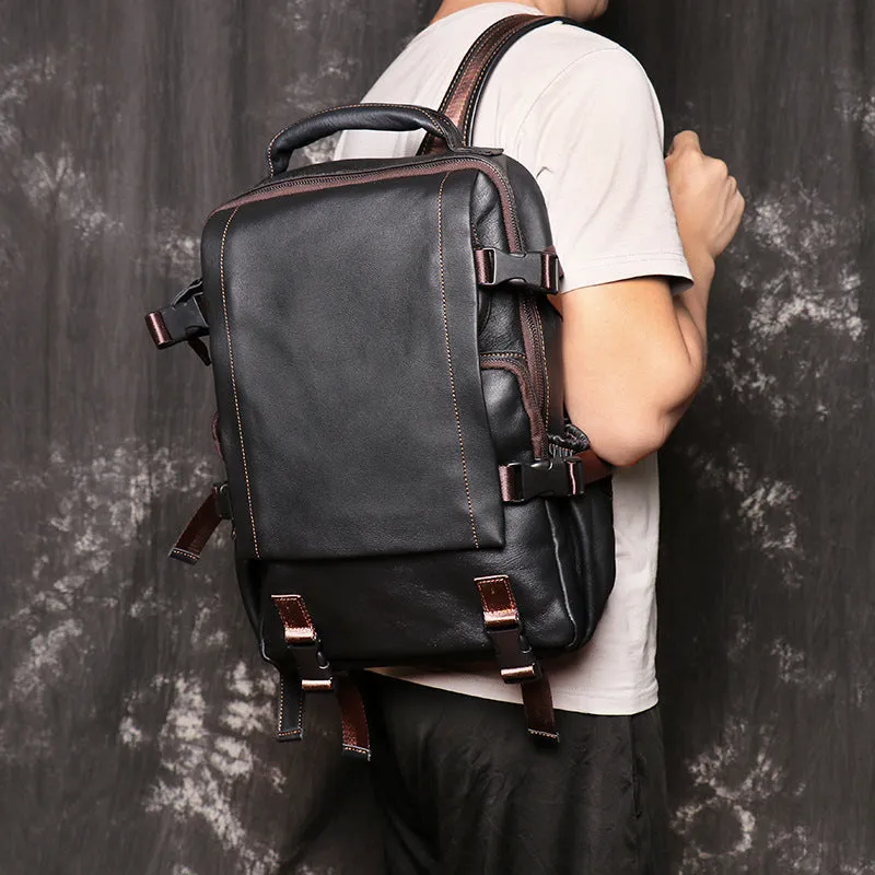 Full Grain Leather Backpack For Mens Leather Travel Backpack Casual Laptop Backpack LJ1034