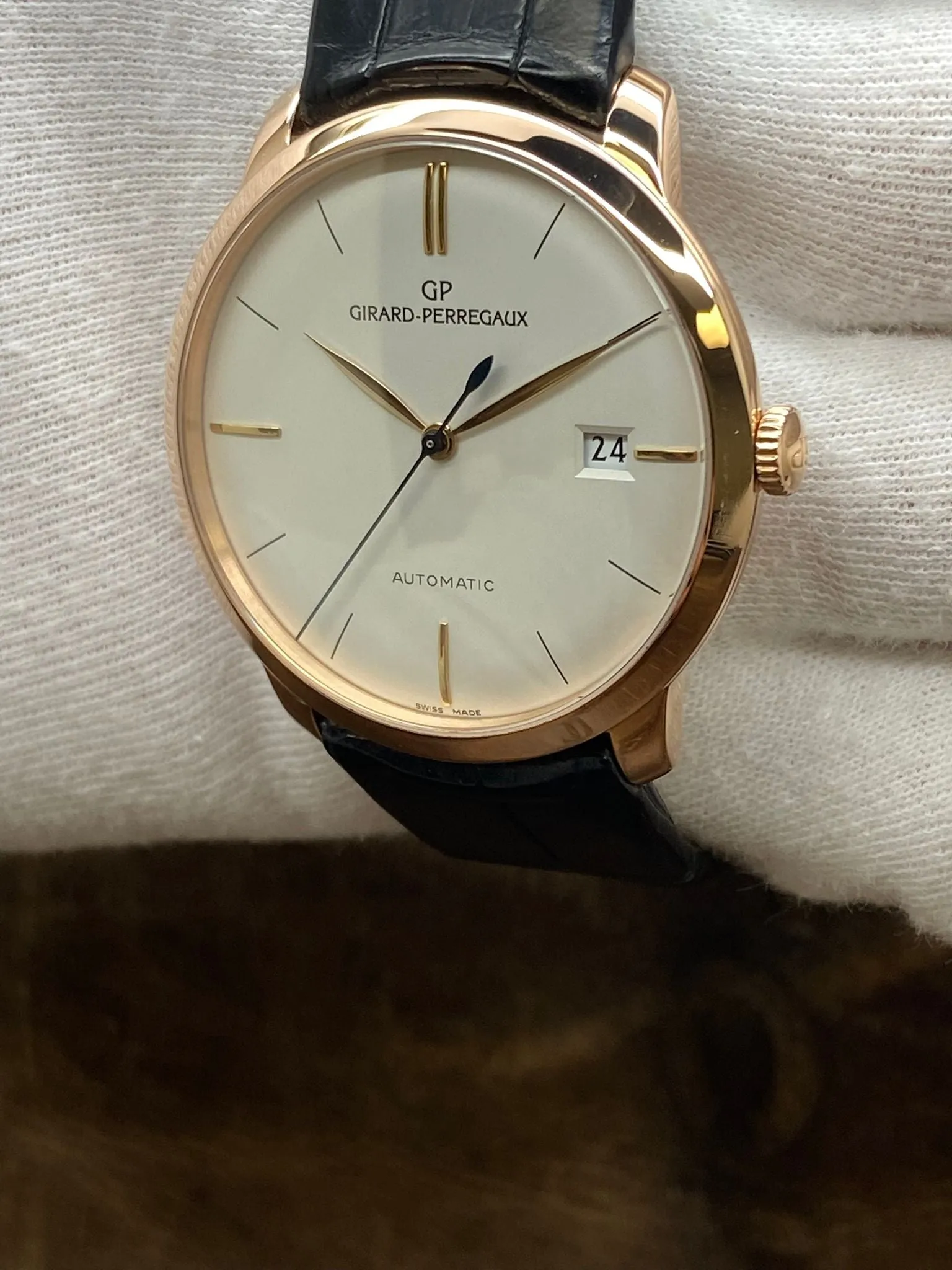 Girard Perregaux 1966 Classique 38mm 18K Rose Gold FACTORY Warranty 49525-52-131-BK6A Silver Opaline Dial Automatic Men's Watch