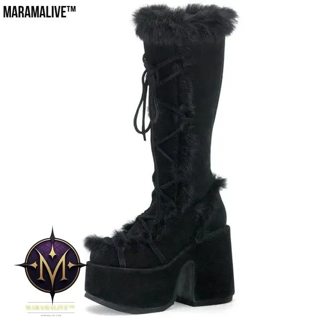 Gothic style platform women's boots- Gothic fashion boots