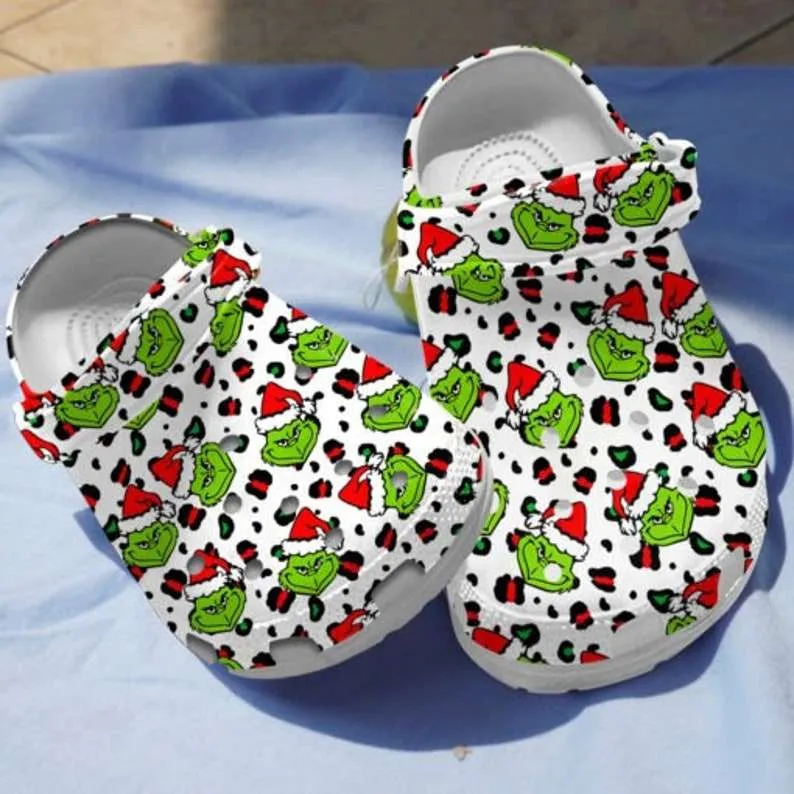 Grinch Santa Clogs Pattern Style