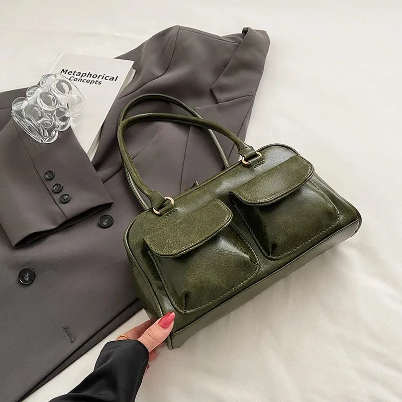 High Fashion Shoulder Bag with Double Pockets Trendy Designer Inspired Underarm Shoulder Bag Handbags and Purses