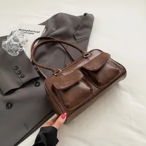 High Fashion Shoulder Bag with Double Pockets Trendy Designer Inspired Underarm Shoulder Bag Handbags and Purses