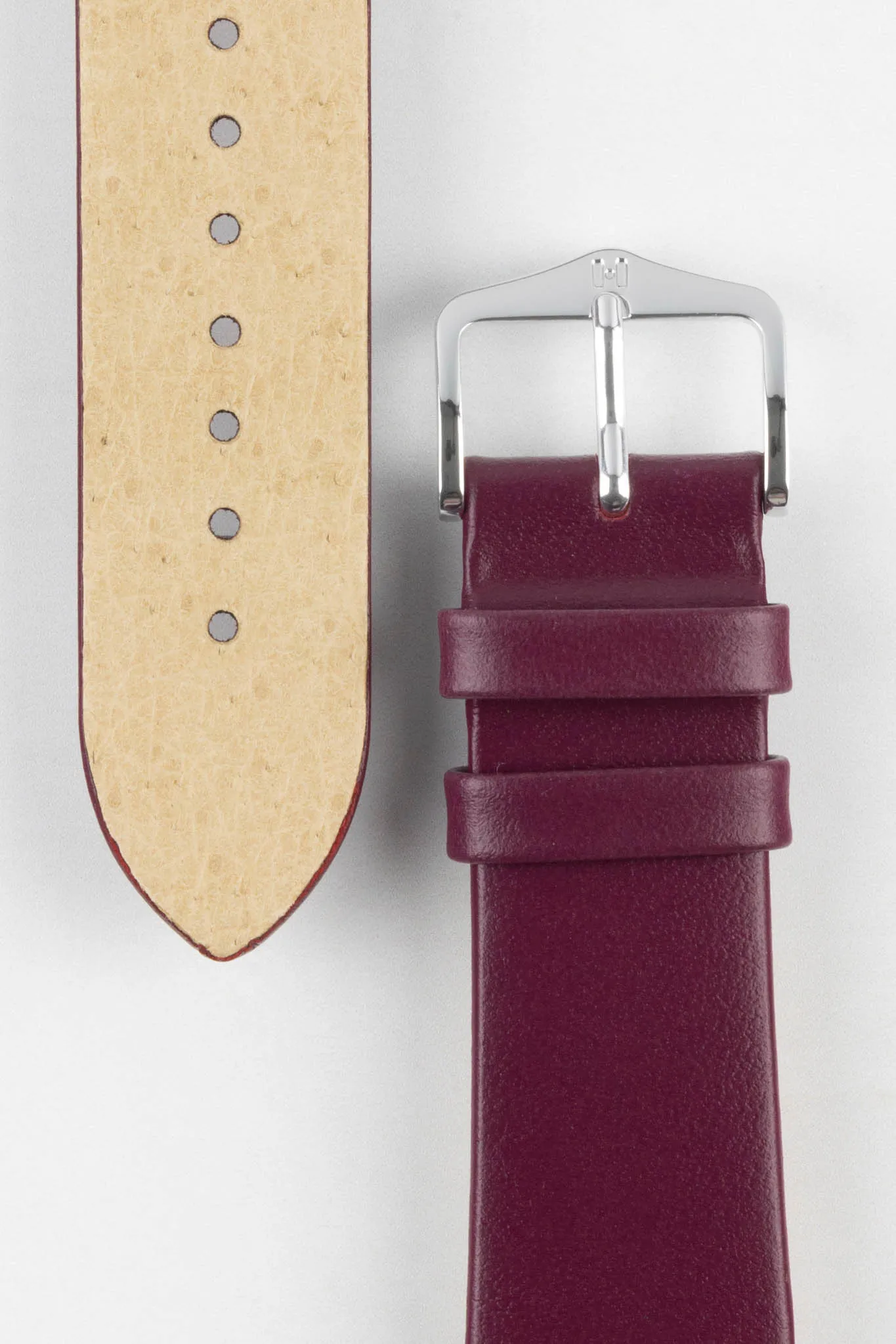 Hirsch TORONTO Quick-Release Fine-Grained Leather Watch Strap in BERRY