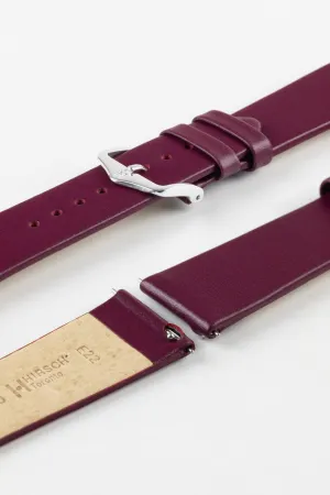 Hirsch TORONTO Quick-Release Fine-Grained Leather Watch Strap in BERRY