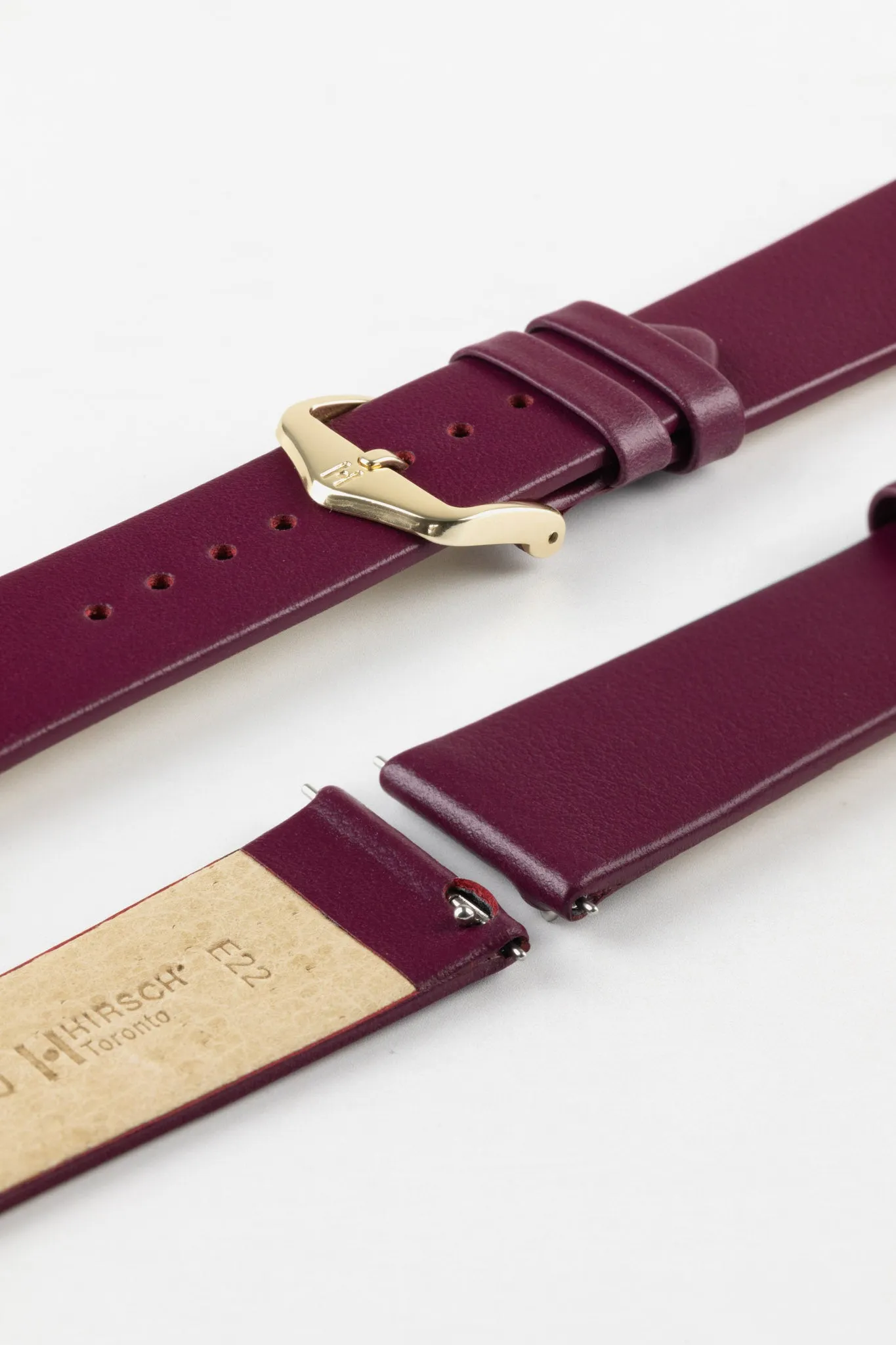 Hirsch TORONTO Quick-Release Fine-Grained Leather Watch Strap in BERRY