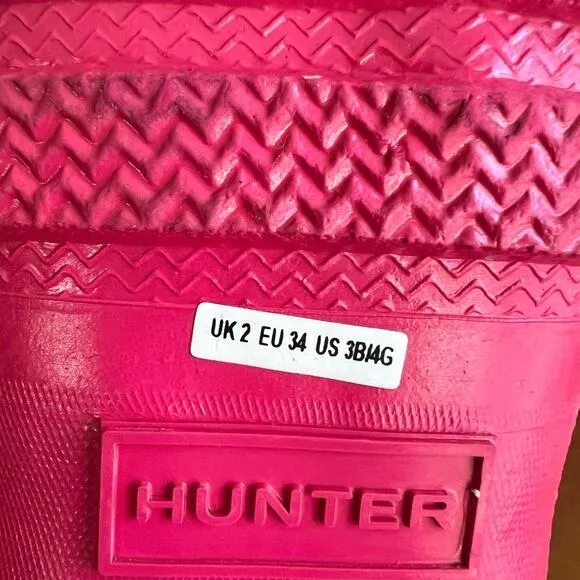 Hunter Original Tall Pink Glitter Buckle Boots Kids - SZ 3 Boy/ 4 Girl