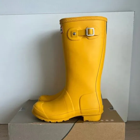 Hunter Original Tall Yellow Buckle Boots Kids - SZ 2 Boy/ 3 Girl