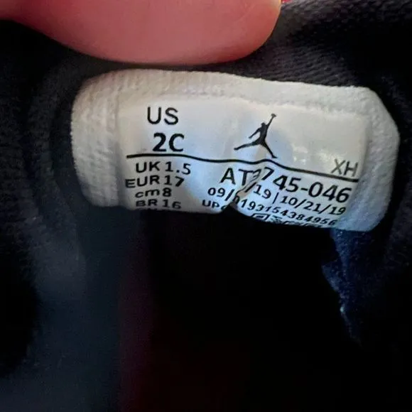 Infant Air Jordan 1 NC to Chi Black Athletic Casual Sneakers Shoes Size 2‎ C GUC