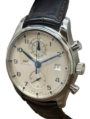 IWC Portugieser Chrono 42mm B&P Factory Warranty IW390302 White Dial Automatic Men's Watch