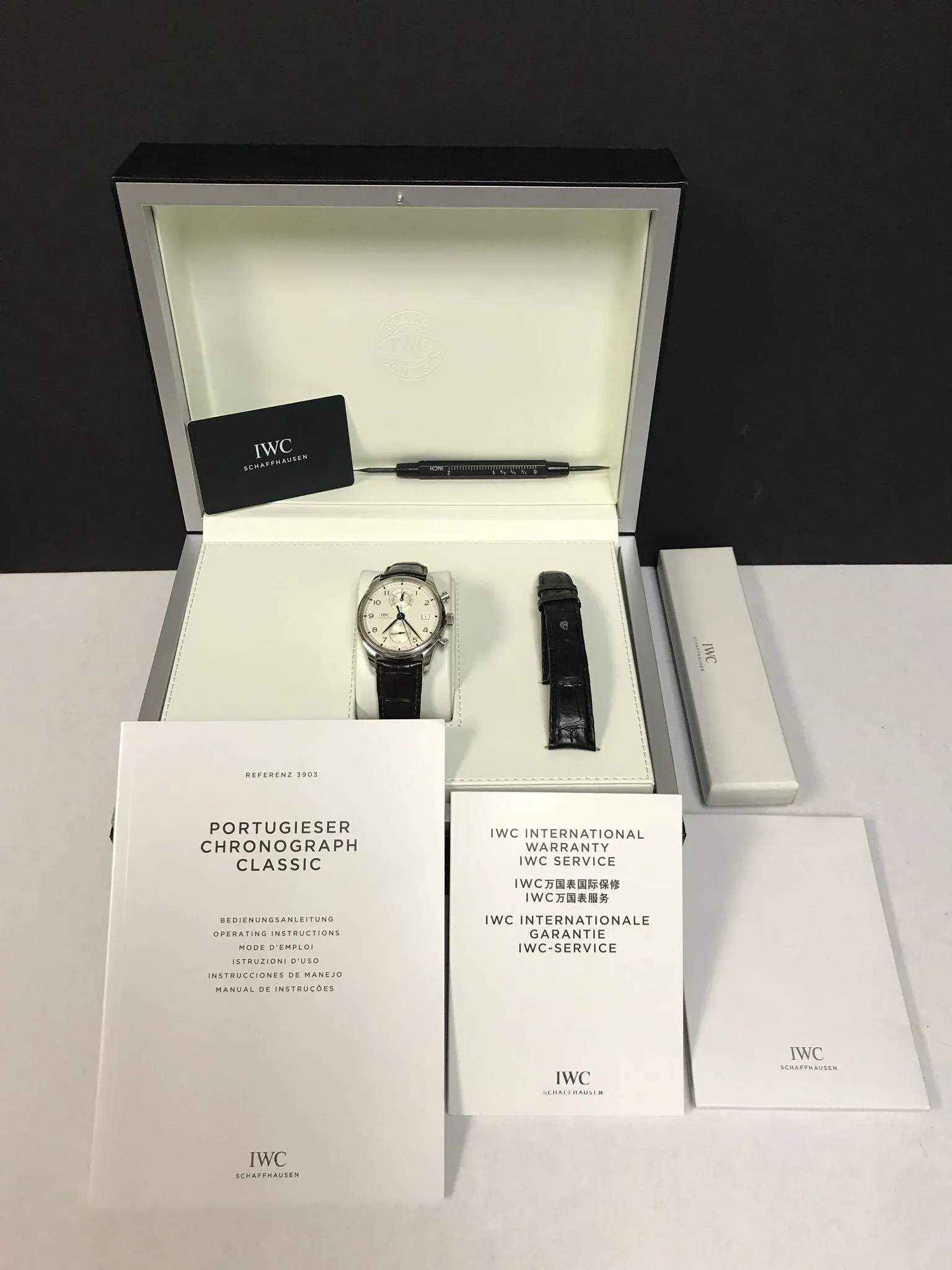 IWC Portugieser Chrono 42mm B&P Factory Warranty IW390302 White Dial Automatic Men's Watch