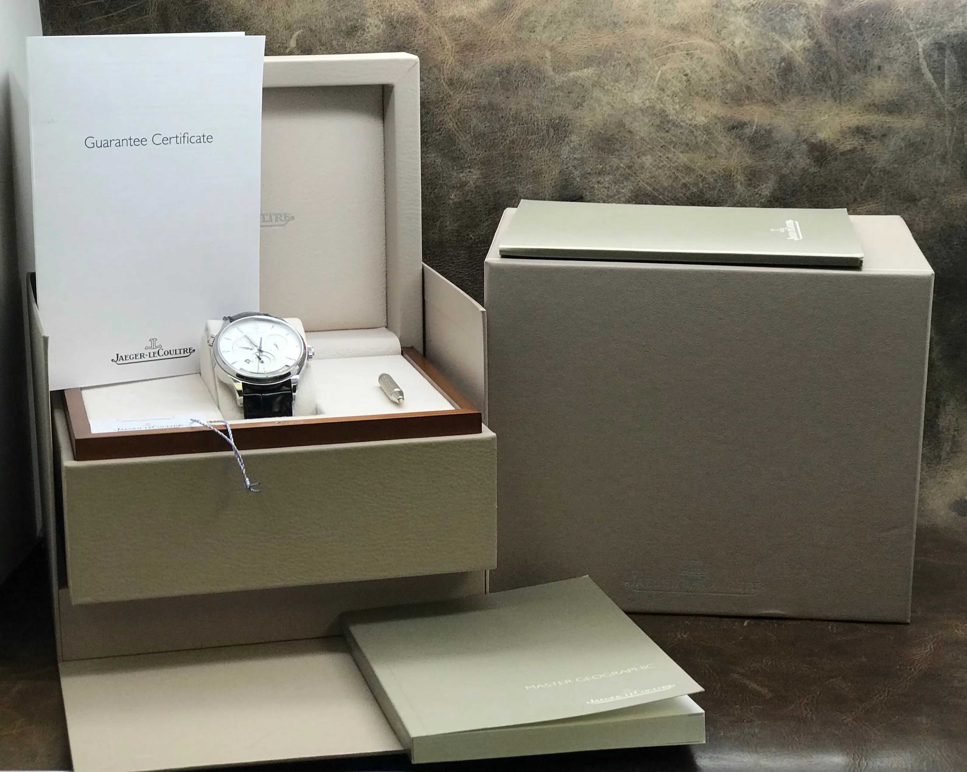 Jaeger-Lecoultre Master Geographic 176.8.29.S B&P Q1428421 Silver Dial Automatic Men's Watch