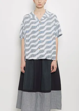 Julie Open Collar Blouse  — Navy