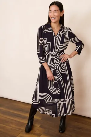 Juno Shirt Dress - Midnight/Ecru
