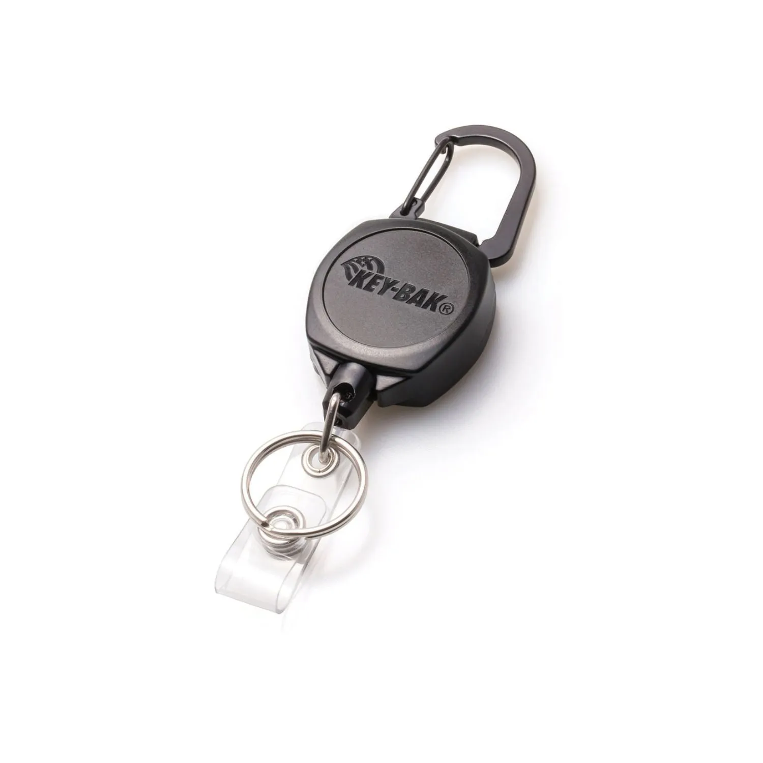 KeyBak Sidekick Twist-Free Carabiner Retractable Keychain and Badge Reel That Holds Up to 5 Keys and ID Badge - Classic