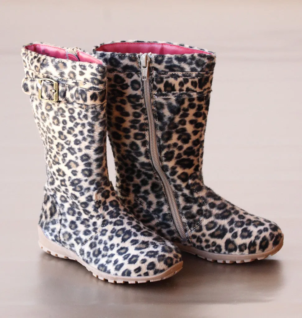 L'Amour Girls Tall Leather Buckle Boots