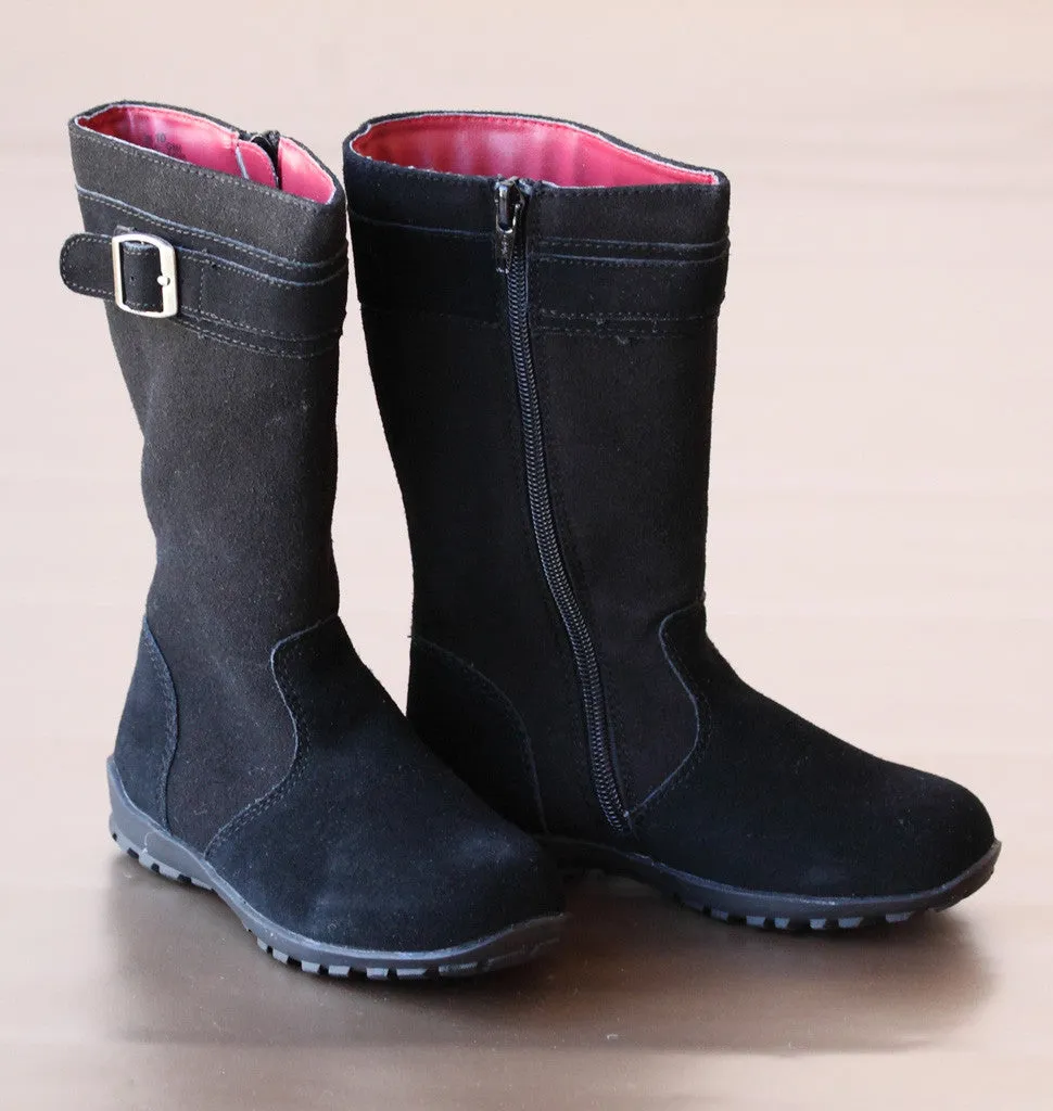L'Amour Girls Tall Leather Buckle Boots