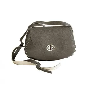 Leather Woman Handbag Gray Cross Long Cord