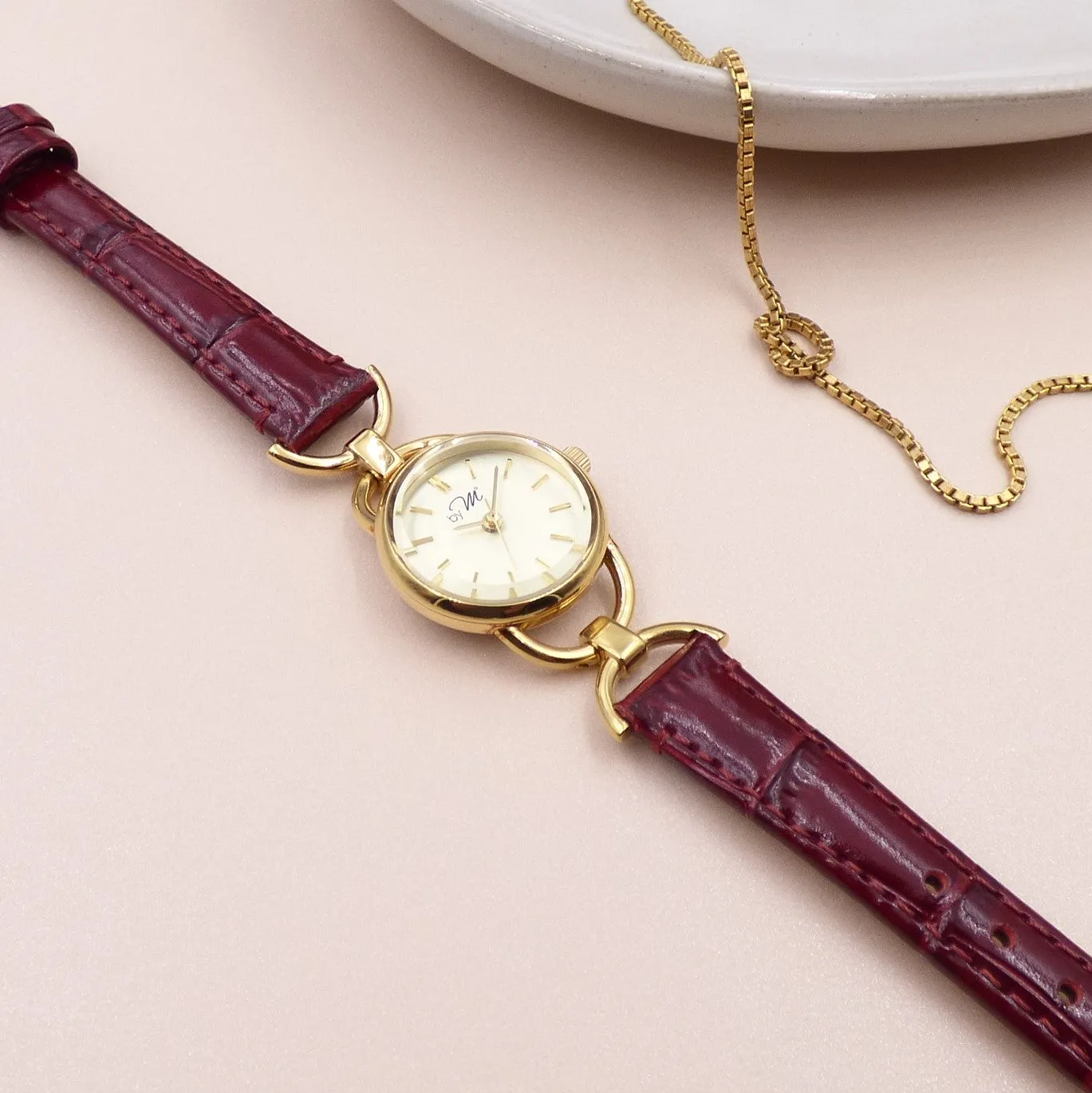 Link GD Lava - Gold Case, Champagne Gold Dial, Burgundy Leather Strap