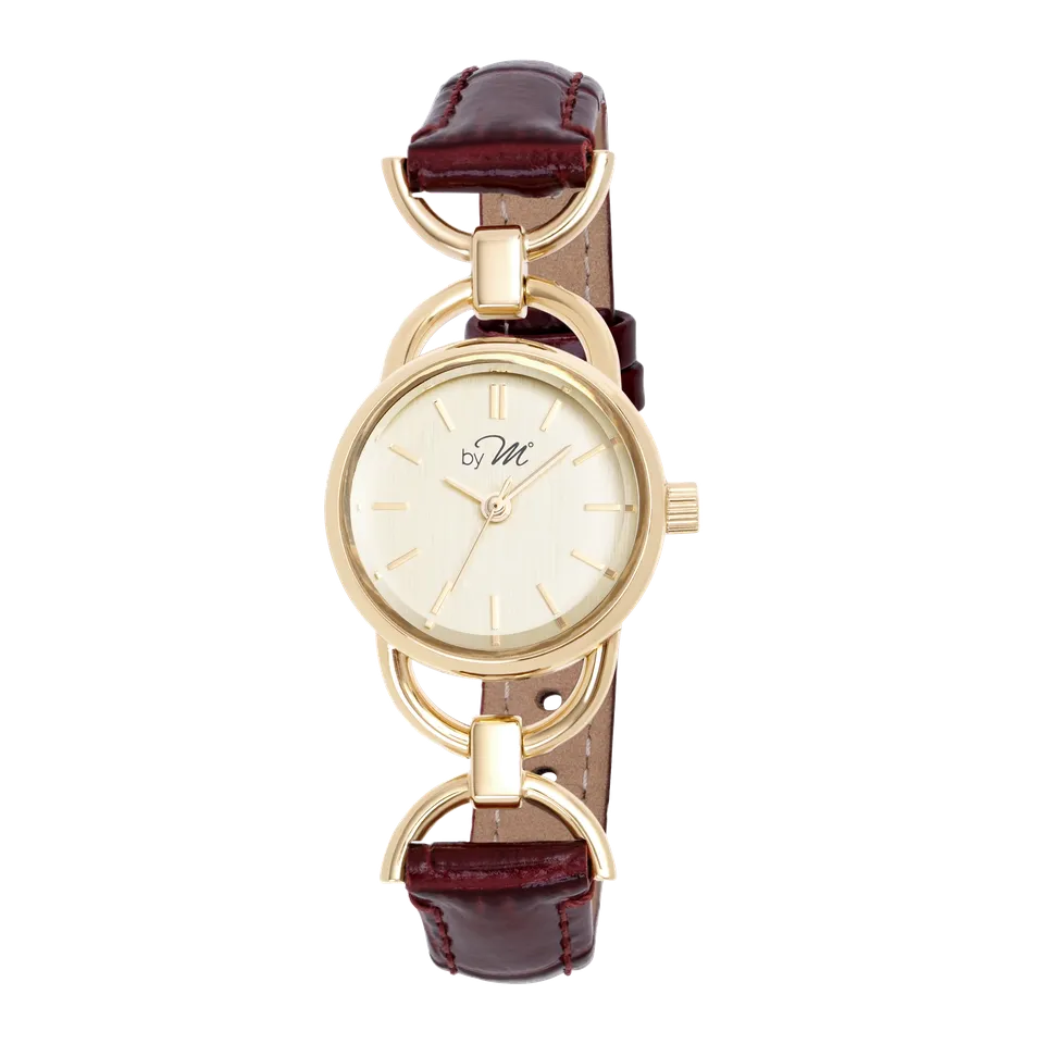 Link GD Lava - Gold Case, Champagne Gold Dial, Burgundy Leather Strap