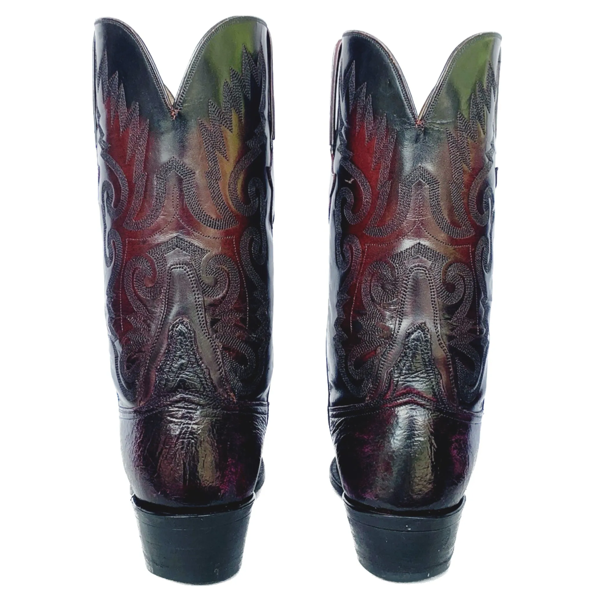 LUCCHESE Classics Handmade Ostrich Exotic Black Cherry Cowboy Western Boots