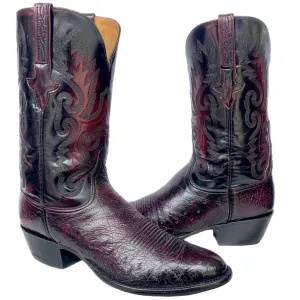 LUCCHESE Classics Handmade Ostrich Exotic Black Cherry Cowboy Western Boots