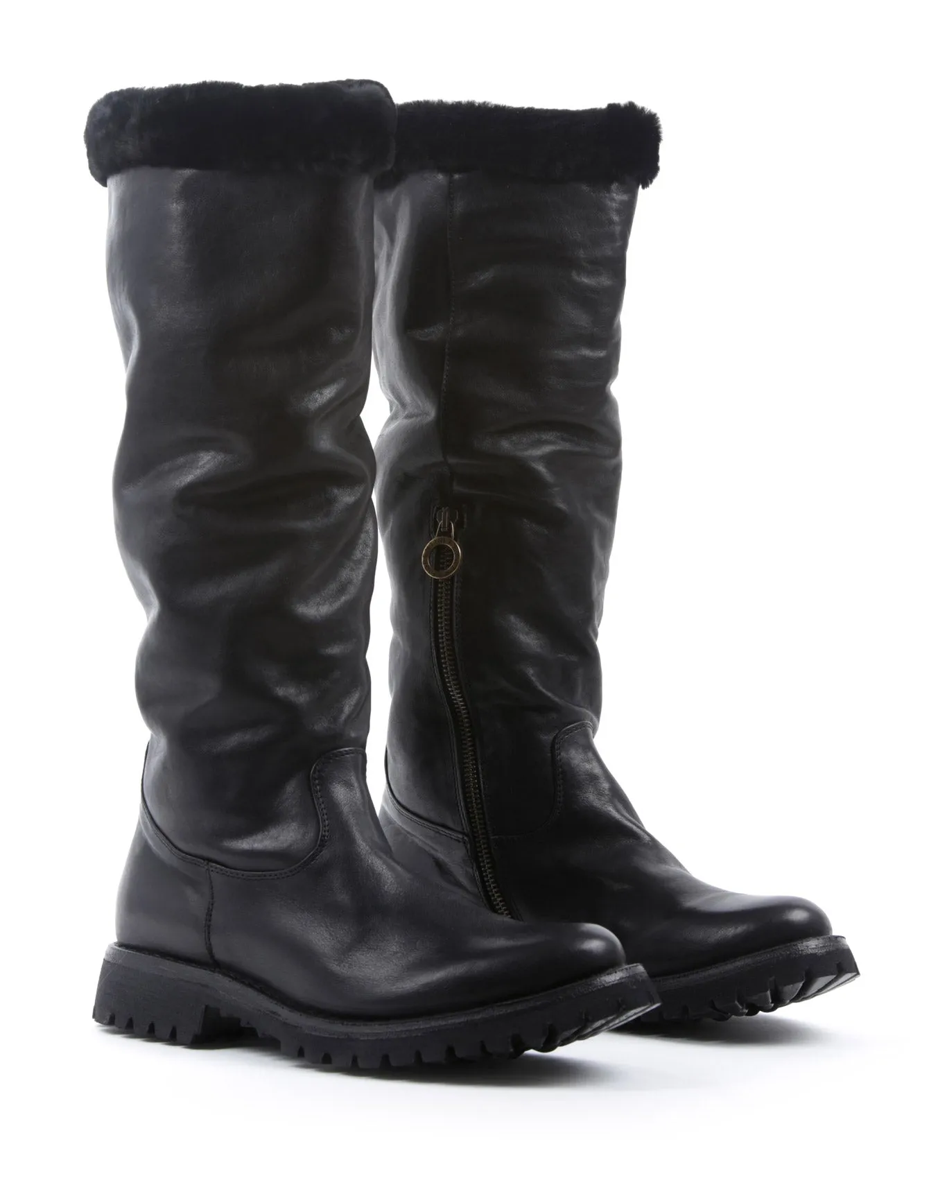 M-ELLMO Black Leather Tall Boots