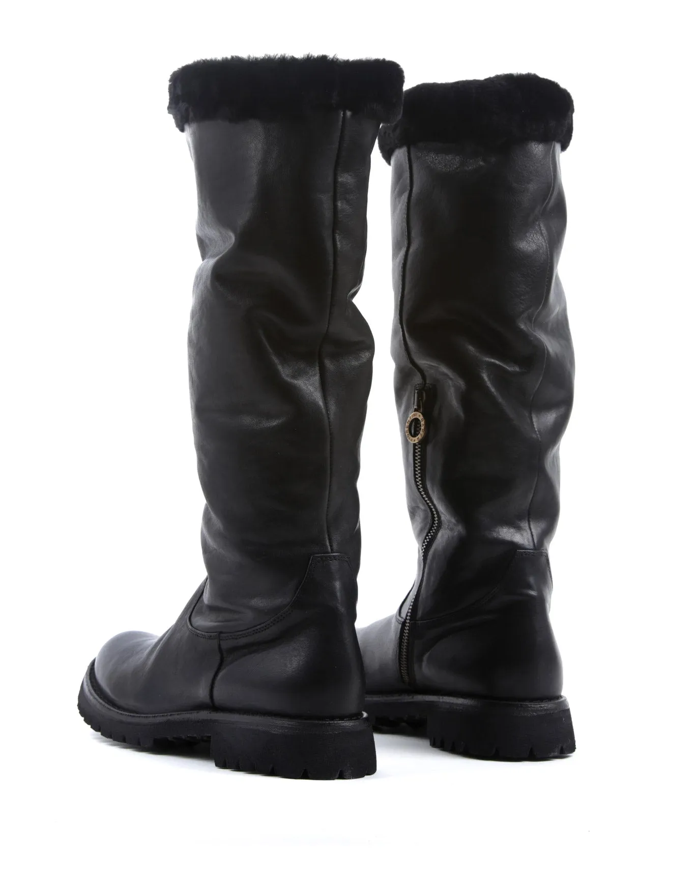 M-ELLMO Black Leather Tall Boots
