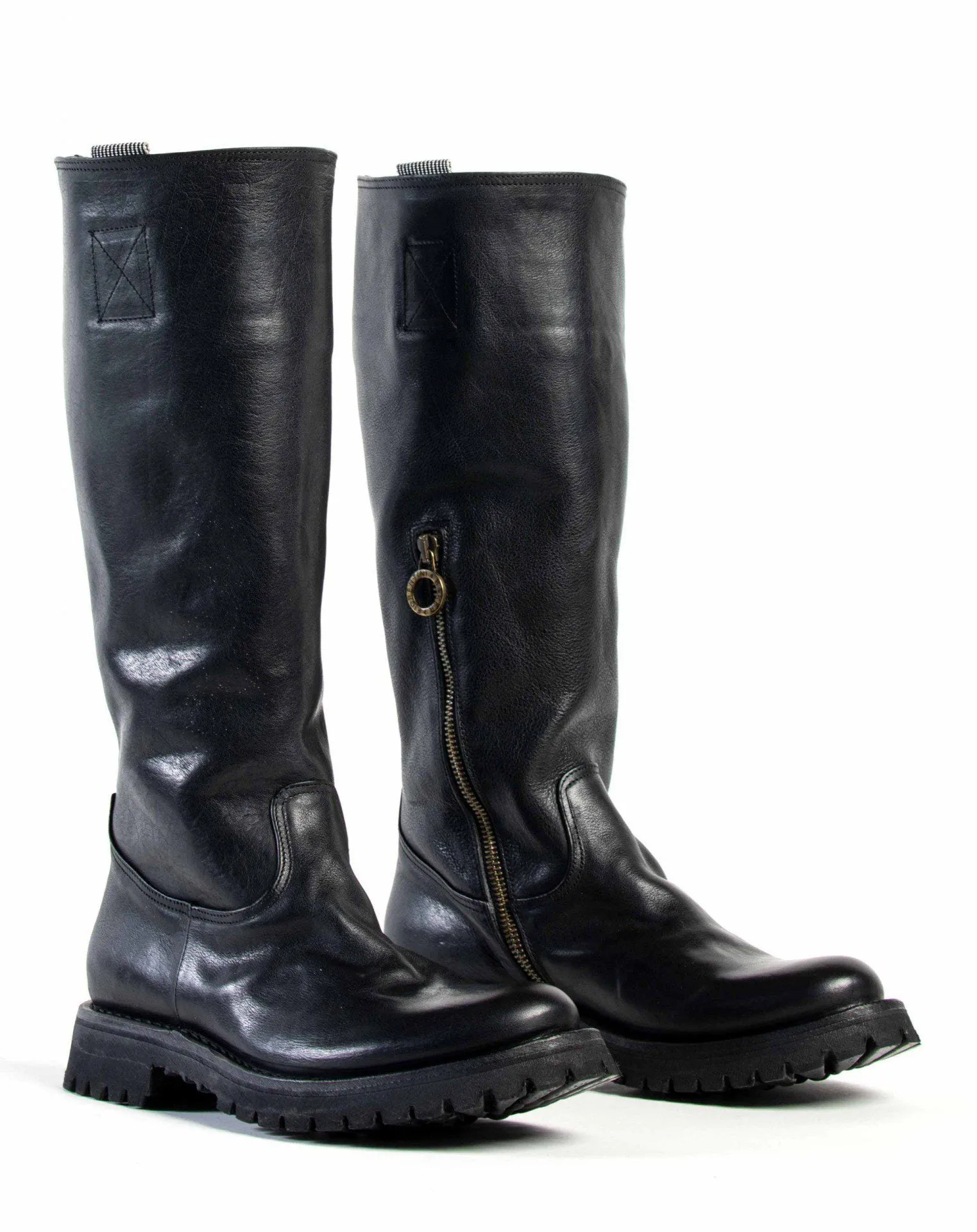 M-ENGY Black Leather Tall Boots