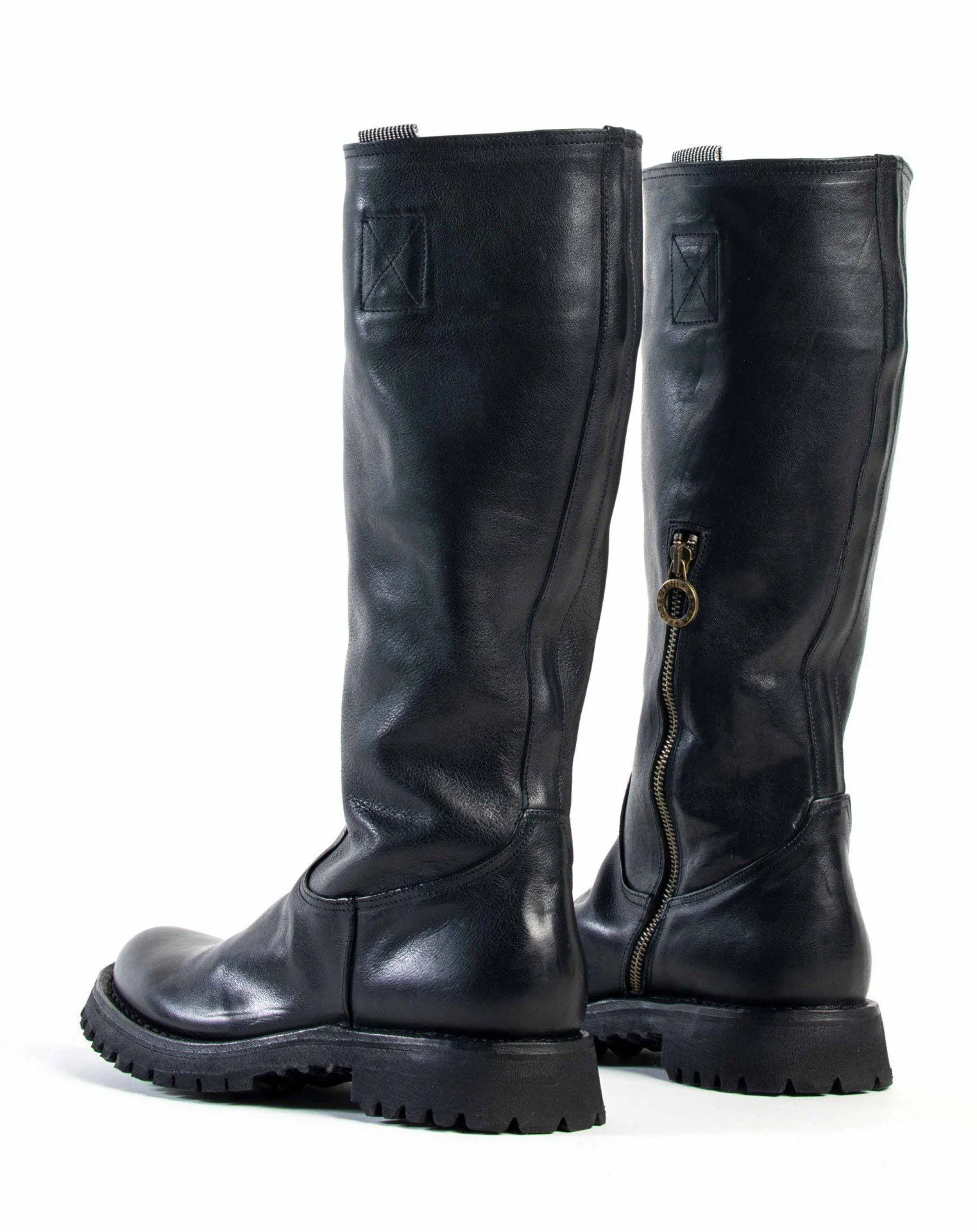 M-ENGY Black Leather Tall Boots