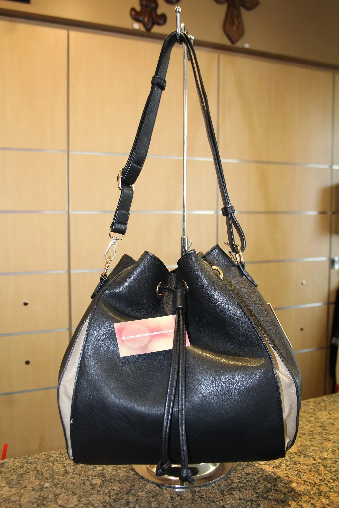 Melie Bianco | Drawstring Purse Black
