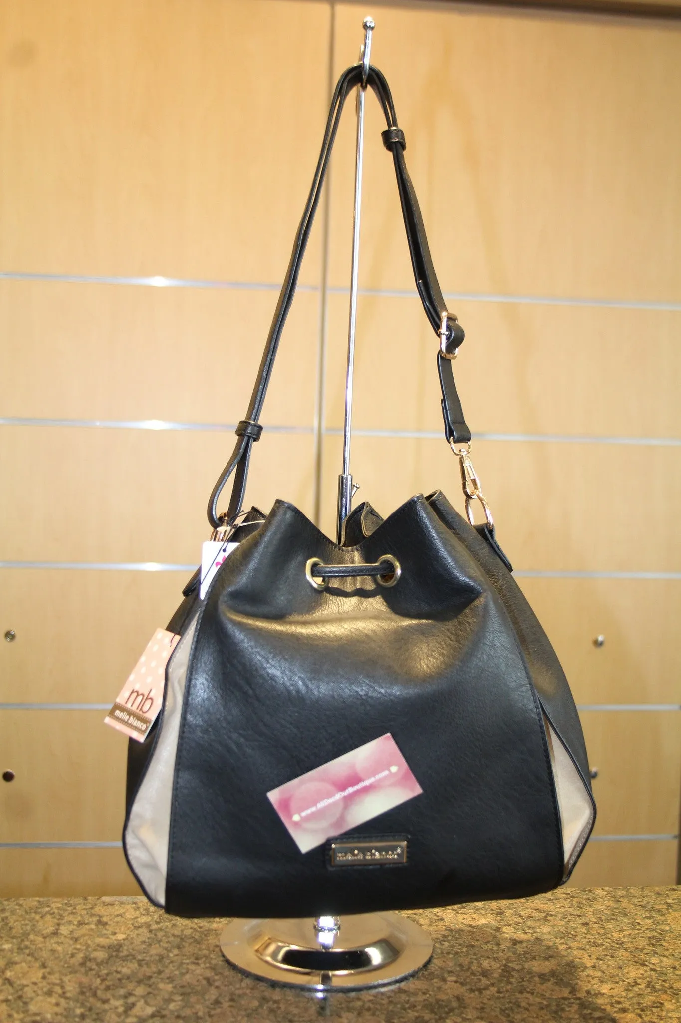 Melie Bianco | Drawstring Purse Black