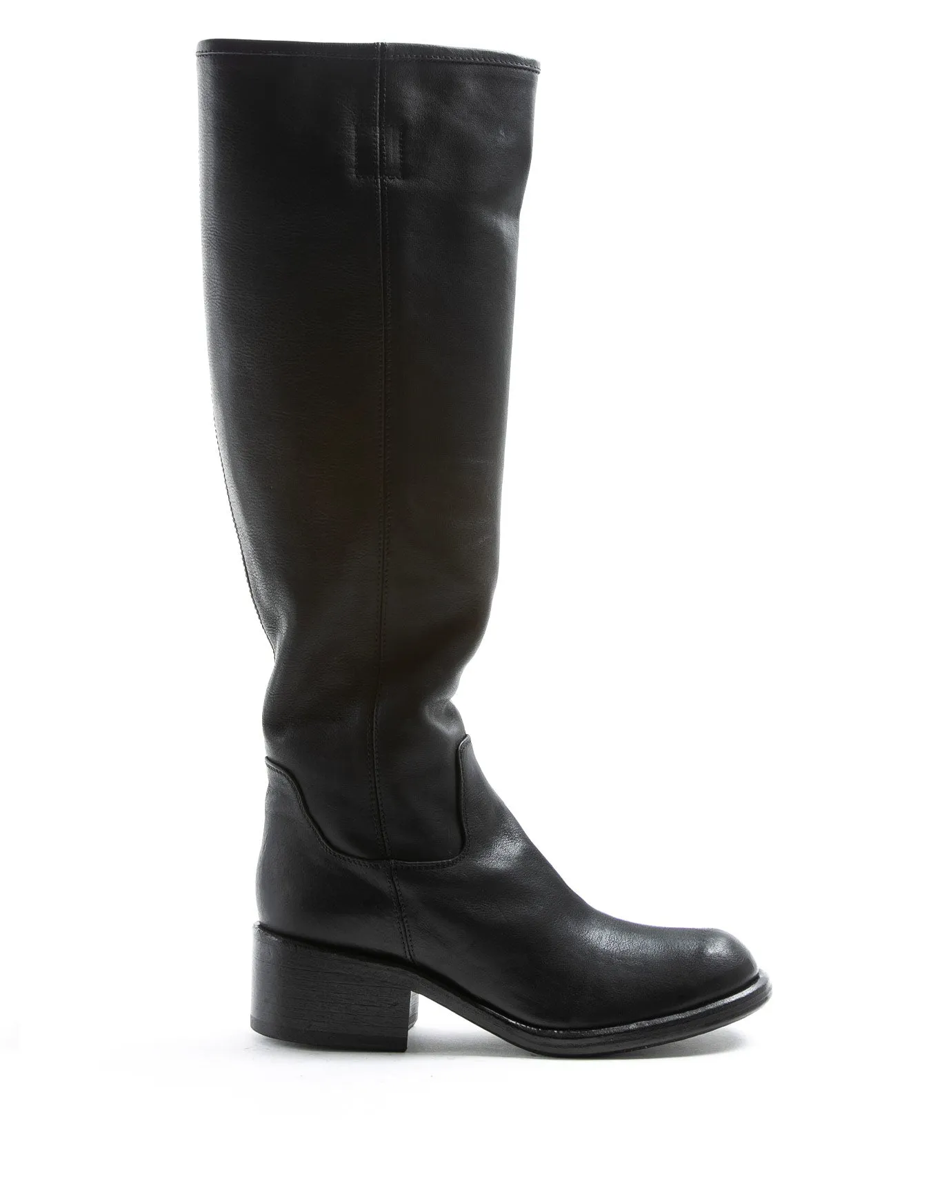 MINK Black Leather Tall Boots