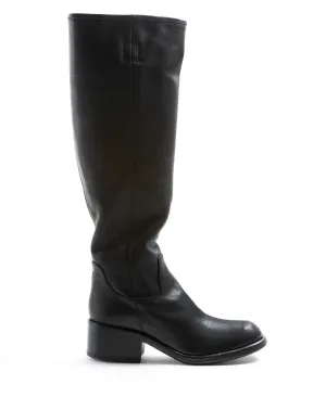 MINK Black Leather Tall Boots