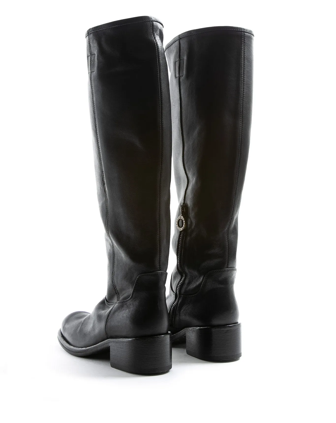 MINK Black Leather Tall Boots