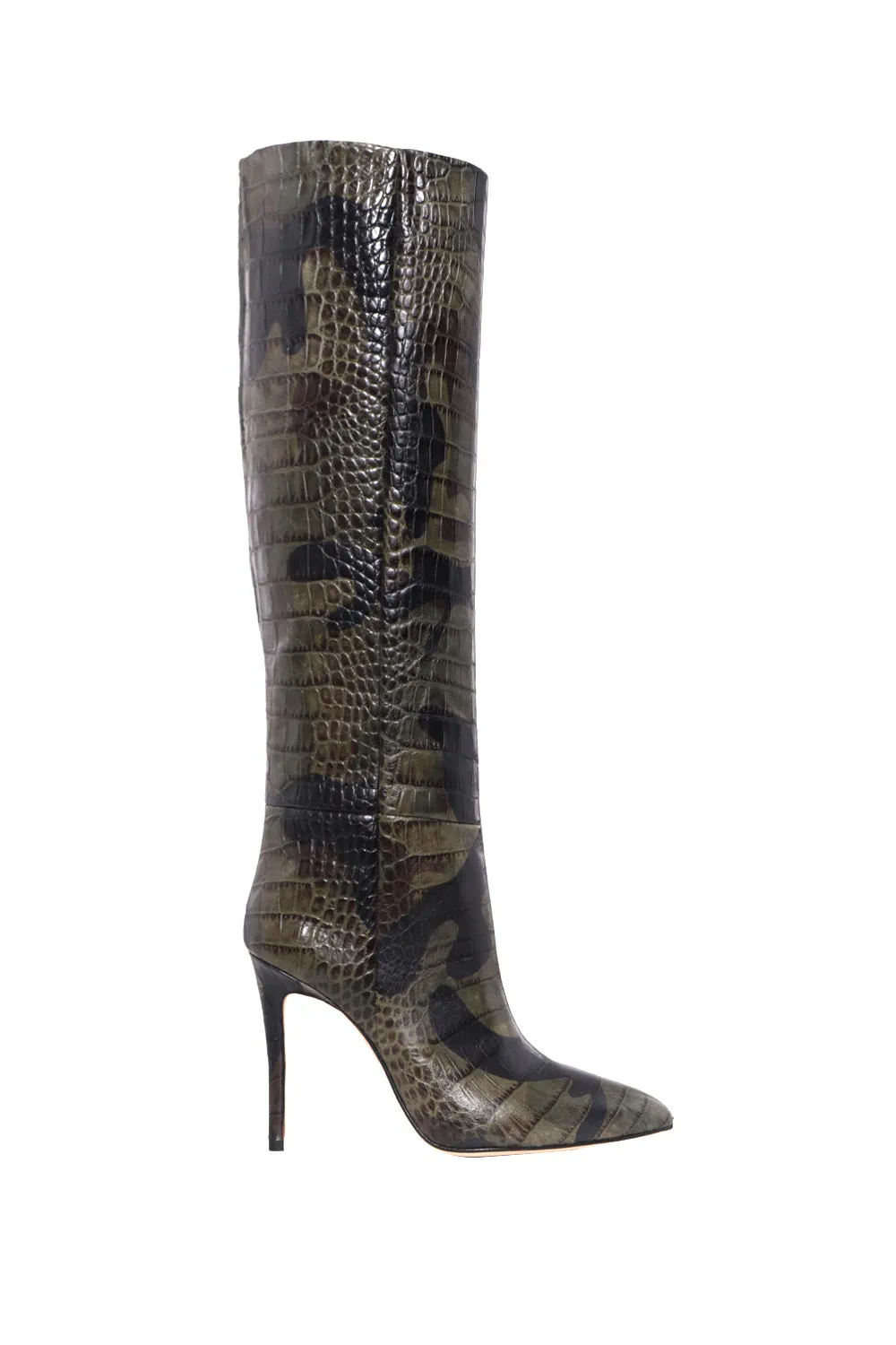 Moc Croco Tall Boot Stiletto Heel - Camo