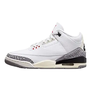 NIKE Jordan 3 Retro Mens Shoes Size- 8.5, Summit White/Fire Red-black