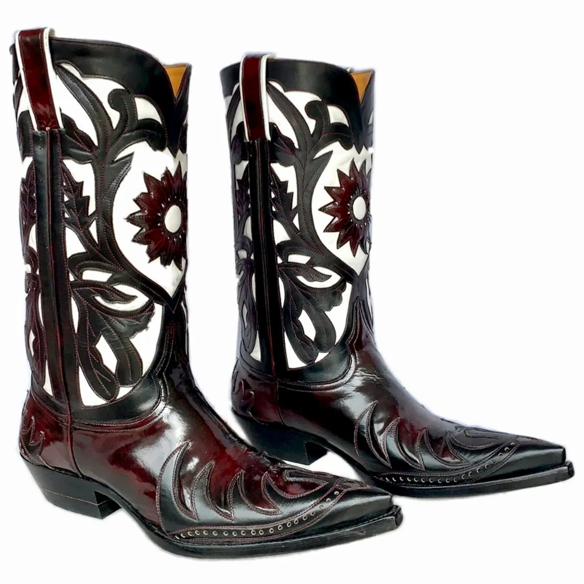 OLD GRINGO Whitney Classics Collection Sun White Black Overlay Leather Cowboy Western Boots